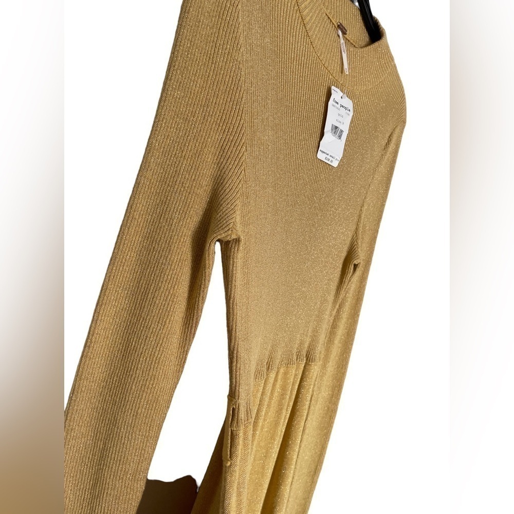 Free People French Girl Sweater Minidress In Gold - Picture 3 of 6